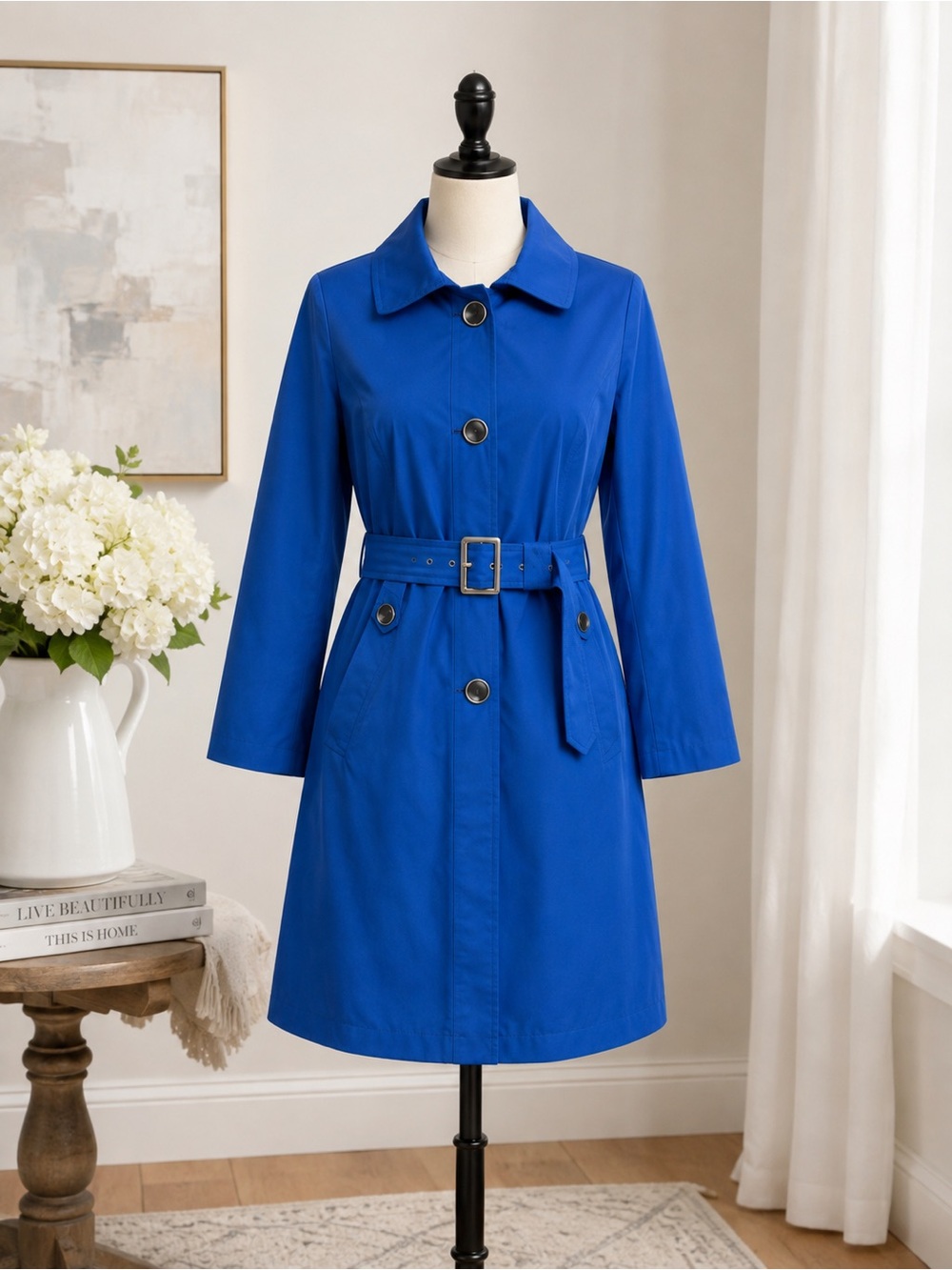 Anne Klein Blue Coat with Belt